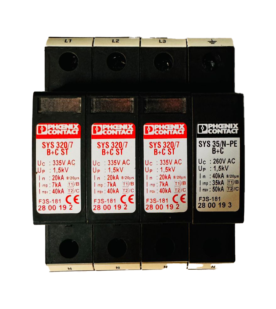 Type 1+2, Three Phase 4P SPD Type SYS-SET 7/3+1/B+C/FM Phoenix SPD 2800273